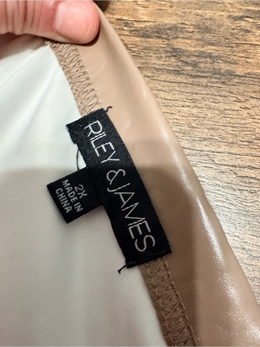 Riley & James Faux Leather Strapless Jumpsuit Women’s Plus Size 2X Taupe Nude - Picture 9 of 9
